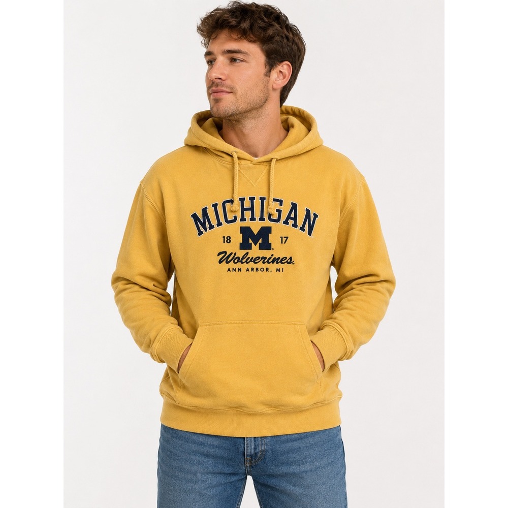 Michigan Wolverines Hoodie Maize Yellow Mens Large Ann Arbor MI Large